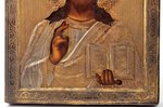 icon, Jesus Christ Pantocrator, board, painting, guilding, silver oklad, 84 standard, Russia, 1896-1...