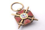 миниатюрный знак, орден Святой Анны с мечами, золото, 56 проба, Российская Империя, конец 19-го века...