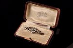 a brooch, in an original case, gold, 56 standard, 5.55 g., the item's dimensions 5.3 x 1.6 cm, diamo...
