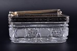 candy-bowl, silver, 84 standard, gilding, crystal, 16 x 16 cm, h (with handle) 19 cm, by Pyotr Evstr...