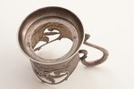 tea glass-holder, silver, "Elephants", 875 standard, 122.45 g, Jewelry and watch factory, 1955, Mosc...
