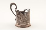 tea glass-holder, silver, "Elephants", 875 standard, 126.9 g, the 40ies of 20th cent., Moscow, USSR...