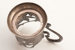 tea glass-holder, silver, "Elephants", 875 standard, 126.9 g, the 40ies of 20th cent., Moscow, USSR...