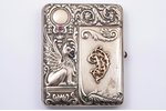 cigarette case, silver, Griffin, 84 standard, 221.65 g, silver stamping, gold, ruby, sapphire, 11 х...