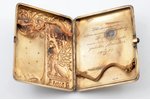 cigarette case, silver, Griffin, 84 standard, 221.65 g, silver stamping, gold, ruby, sapphire, 11 х...