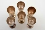 6 glasses, Judaica, brass, silver plated, the 1st half of the 20th cent., 9.2 cm...