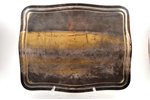 tray, Br. Buch w Warszawie, remains of silver plating, Russia, Congress Poland, 1872-1882, 46 х 34 c...