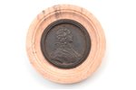 table medal, Peter I, bronze, marble, Russia, 1882, Ø 99 / Ø ~ 58 mm...