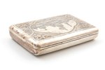cigarette case, silver, 84 standard, 136.5 g, niello enamel, gilding, 10.8 x 7 x 2.1 cm, 1908-1917,...