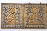 icon with foldable side flaps, Deesis: Jesus Christ, Holy Virgin Mary and St. John the Baptist, copp...