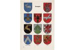 litography, coat of arms of city, 2 sheets with coats of arms of Latvian cities, Latvia, 30ties of 2...