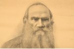 litography, portrait, S. Khazin, "Count L. N. Tolstoy", the portrait is created with the text of the...