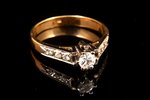 a ring, gold, 750, 18 k standard, 3.29 g., the size of the ring 17 (53), diamonds, 1x0.25 + 6x0.015...