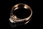 a ring, gold, 750, 18 k standard, 3.29 g., the size of the ring 17 (53), diamonds, 1x0.25 + 6x0.015...