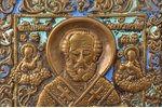 icon, Saint Nicholas the Wonderworker, copper alloy, 2-color enamel, Russia, the border of the 19th...