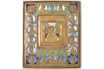 икона, Святитель Николай Чудотворец, медный сплав, 6-цветная эмаль, Российская империя, рубеж 19-го...