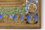 ikona, Svētais Nikolajs Brīnumdarītājs, vara sakausējuma, 6-krāsu emalja, Krievijas impērija, 19. un...