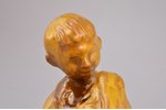 statuete, Zēns ar zaķi, keramika, Lietuva, PSRS, Kaunas kombināts "Daile", 20. gs. vidus, h 15.2 cm...