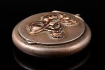pendant-powder box, with golden onlay detail, mirror inside, gold, silver, gilding, 875 standard, to...