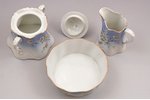 service, 9 items (incomplete set), decal, handpaint elements, porcelain, M.S. Kuznetsov manufactory,...