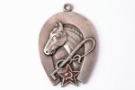 jetton, Army horse breeding, silver, 875 standard, USSR, 20-30ies of 20th cent., 42 x 29 mm, 10.25 g...