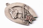 jetton, Army horse breeding, silver, 875 standard, USSR, 20-30ies of 20th cent., 42 x 29 mm, 10.25 g...