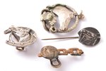 set of badges, horse sports, 4 pcs., silver, metal, beginning of 20th cent., one badge is made of si...