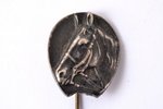 комплект знаков, конный спорт, 4 шт., серебро, металл, начало 20-го века, один из знаков серебряный...