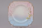 decorative plate, porcelain, Gardner porcelain factory, Russia, 1870-1890, 15 x 15 cm...