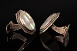cufflinks, made of 1 lats coin, silver, 16.70 g., the item's dimensions 2.3 x 2.3 cm, mother-of-pear...