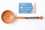 spoon, silver, 84 standard, total weight of item 20.40 g, cloisonne enamel, Karelian birch, 20.3 cm,...
