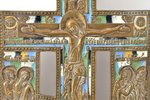 крест, Распятие Христово, медный сплав, 6-цветная эмаль, Российская империя, рубеж 19-го и 20-го век...