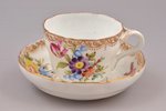 coffee pair, porcelain, Gardner manufactory, hand-painted, Russia, the end of the 19th century, h (c...