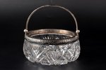 candy-bowl, silver, 875 standard, cut-glass (crystal), Ø 13 cm, h (with handle) 13 cm, the 30ties of...