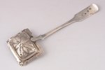 sieve spoon, silver, 84 standard, 32 g, engraving, gilding, 17 cm, 1826, Moscow, Russia...