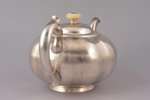 tējkanna (tējas uzlējumam), sudrabs, 84 prove, 491.5 g, apzeltījums, 12 x 22.5 x 14 cm, meistars Kar...