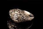 a ring, gold, 18 k standard, 2.60 g., the size of the ring 18.5, diamonds, ~ 0.20-0.25 ct...