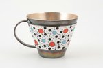 coffee pair, silver, 916 standard, total weight of items 116.3, cloisonne enamel, h (cup) 4 cm, Ø (s...