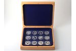 a set of 12 coins "XIX Olympic Winter Games Salt Lake City", 2002, various countries, silver, Proof,...