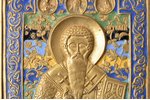 икона, Святой Антипий, медный сплав, 6-цветная эмаль, Москва, Российская империя, конец 19-го века,...