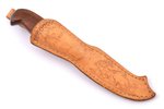 hunting knife, J. Marttiini, wood, metal, Finland, total length 21.5 cm, blade length 10 cm, in leat...