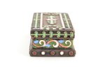 pill box, silver, 84 standard, 135.80 g, cloisonne enamel, gilding, 3.4 x 9.3 x 2.1 cm, workshop of...