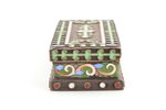 pill box, silver, 84 standard, 135.80 g, cloisonne enamel, gilding, 3.4 x 9.3 x 2.1 cm, workshop of...