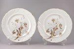 pair of plates, porcelain, I. E. Kuznetsov Plant on Volkhov, hand-painted, Russia, 1872-1889, Ø 25 c...