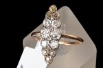 a ring, gold, silver, 585, 830 standard, 3.29 g., the size of the ring 17.75, diamonds, 2 central ge...