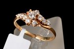 a ring, gold, 750 standard, 3.31 g., the size of the ring 20.25, diamonds, central gemstone ~ 0.15 c...
