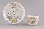 tea pair, porcelain, M.S. Kuznetsov manufactory, hand-painted, Riga (Latvia), Russia, the border of...