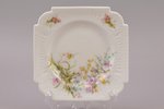decorative plate, "Flowers", porcelain, Gardner porcelain factory, Russia, 1870-1890, 15 x 15 cm...