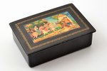 case, lacquer miniature, "The Tale of Ivan the Tsarevich and the Gray Wolf", Mstera, by artist V. Gu...