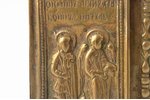 icon with foldable side flaps, Saint Nicholas of Mozhaysk, copper alloy, Russia, 12.6 x 16.7 x 0.6 c...